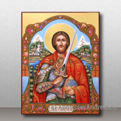 Икона Александр Невский с золочением и росписью фона, миниатюра № 27