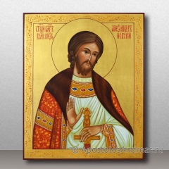 Икона Александр Невский с золочением фона и орнаментом, миниатюра № 28