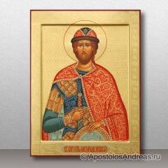 Икона Александра Невского с гравировкой фона, миниатюра № 5