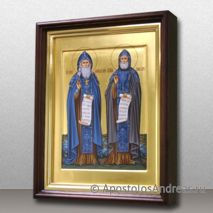 Рукописная икона Амфилохий и Иов Почаевские