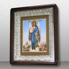 Икона Ангел Хранитель в резном киоте с белым золотом, миниатюра № 31