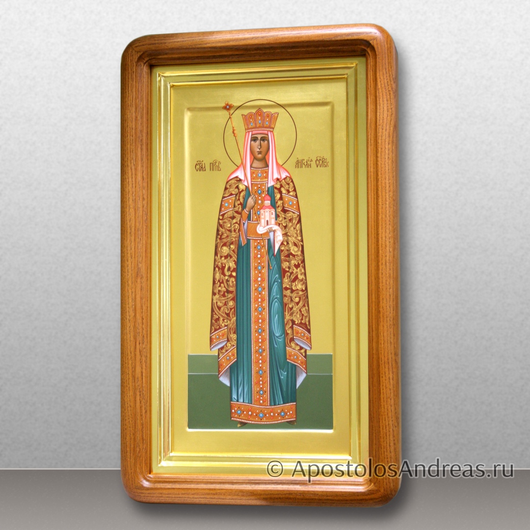 Икона Ангелина Сербская, в киоте с золочением рамы, образец № 10