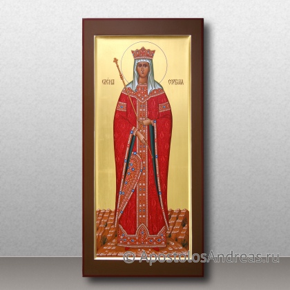 Рукописная икона Елена Сербская, королева, преподобная