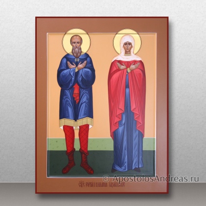 Рукописная икона Георгий и Иулиания Лазаревские