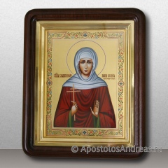 Икона Ксения Петербургская с орнаментом, в киоте с профильной рамой, миниатюра № 19