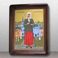 Икона Ксения Петербургская (с пейзажем), в киоте с мореной рамой, миниатюра № 23