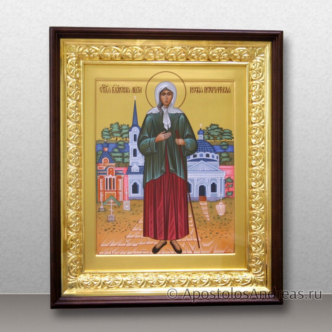 Икона Ксения Петербургская (с пейзажем, в киоте), образец № 28