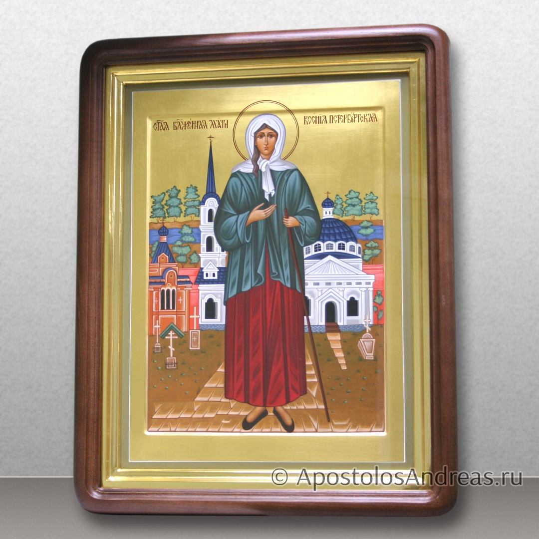 Икона Ксении Петербургской, с пейзажем (в киоте), образец № 30