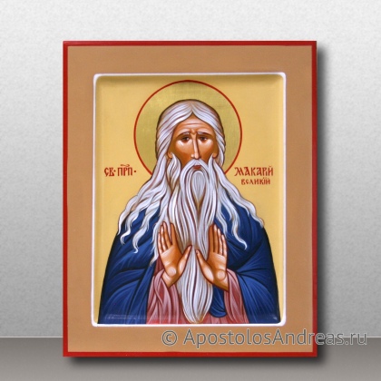 Рукописная икона Макарий Великий, Египетский, преподобный