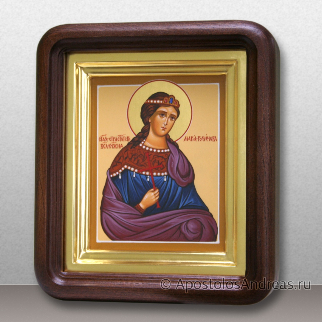 Икона Мария Романова (с золочением нимба, в киоте), образец № 2