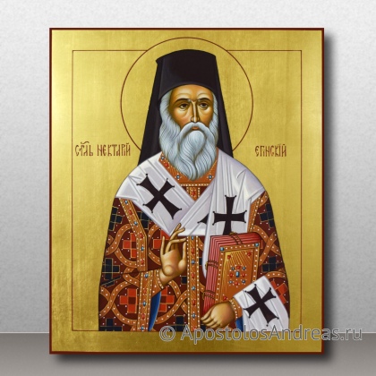 Рукописная икона Нектарий Эгинский, святитель