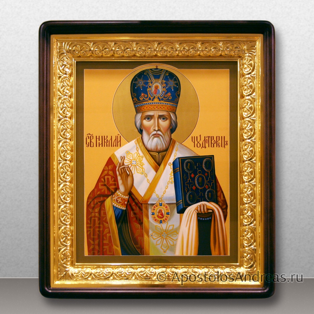 Икона Храмовая Николая чудотворца (в киоте с резной рамой), образец № 73