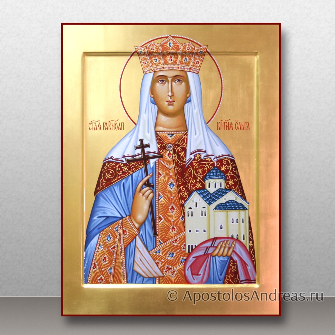 Икона Ольга равноапостольная, княгиня (с золочением фона), образец № 18