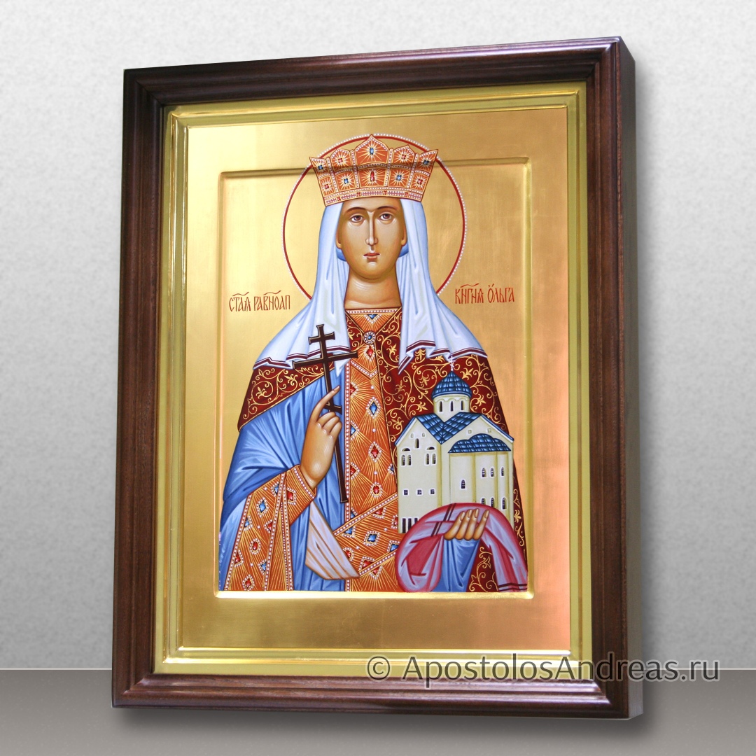 Икона Ольга равноапостольная (с золочением фона, в киоте), образец № 19
