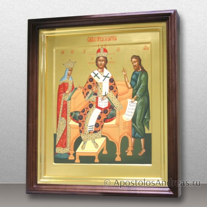 Рукописная икона Предста Царица (Деисус)