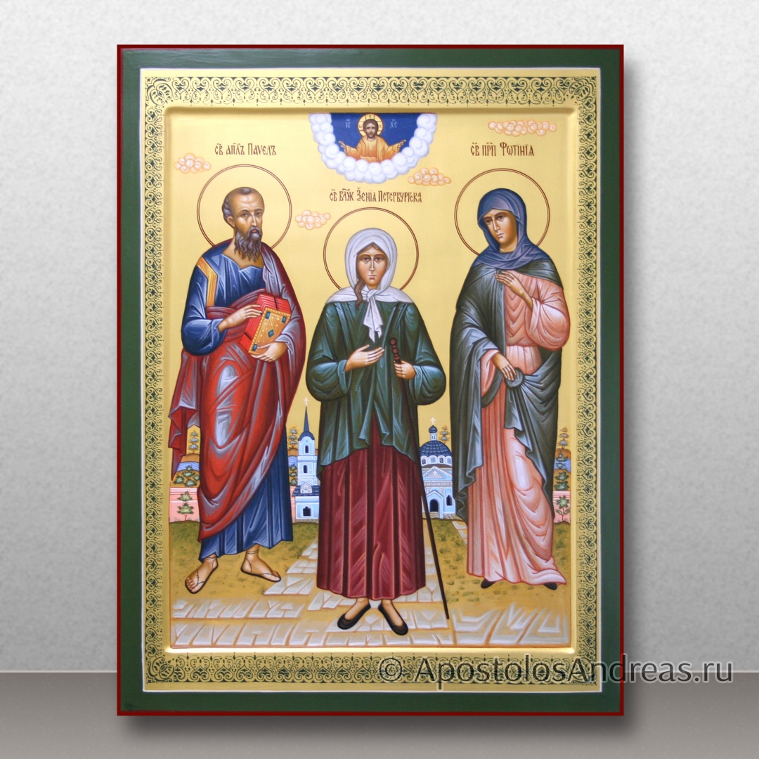 Семейная икона в киоте (3 святых), образец № 2