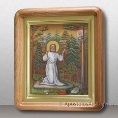 Живописная икона Серафим Саровский в светлом киоте, миниатюра № 30