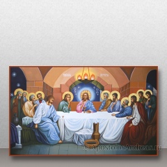 Икона Тайная вечеря, реализм, с золочением нимбов, миниатюра № 8