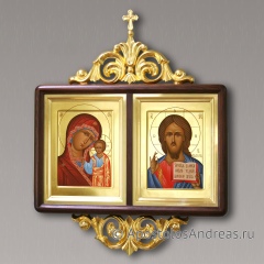 Икона Венчальная пара #28 (в двойном киоте, с резьбой), миниатюра № 1