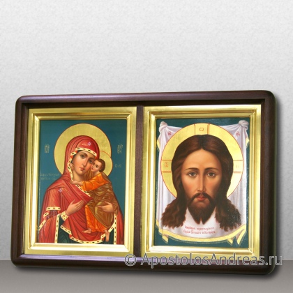 Рукописная икона Венчальная пара #29 (в двойном киоте)