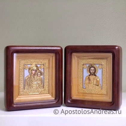 Рукописная икона Венчальная пара #32 (в киотах, под ризами)