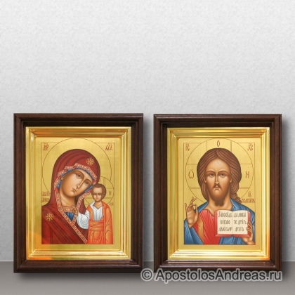 Рукописная икона Венчальная пара #46  (в киотах)