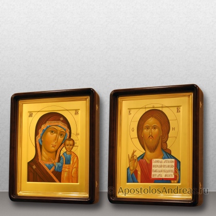 Рукописная икона Венчальная пара #58 (в киотах)
