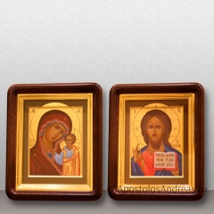 Венчальная пара — Казанская и Спас Вседержитель, в киотах, миниатюра № 1