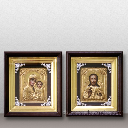 Рукописная икона Венчальная пара #65 (в киотах)