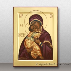 Венчальная пара — Владимирская и Спас, с золочением фона, миниатюра № 3