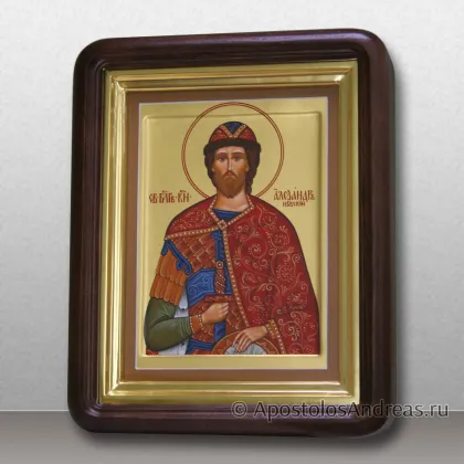 Икона Александра Невского, в киоте с профильной рамой, миниатюра № 30