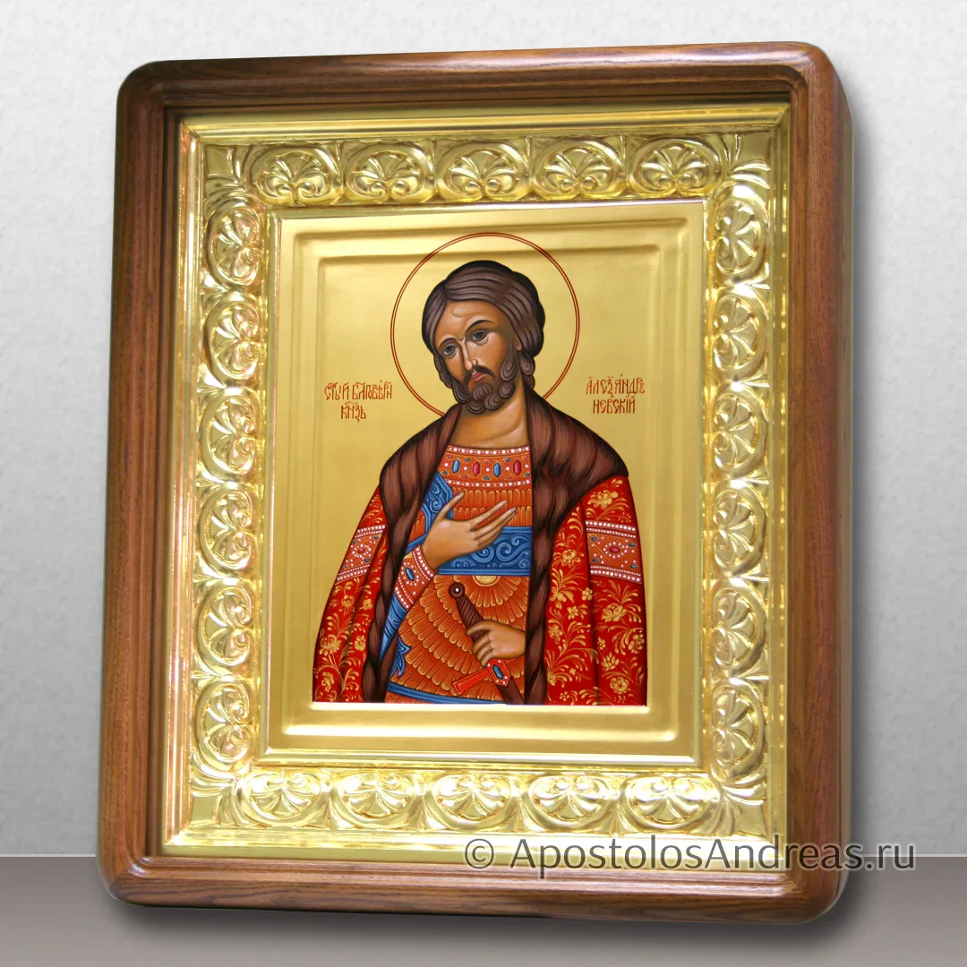 Икона Александр Невский в киоте с резной рамой, 24х30, в киоте: 40х46, 2026 — образец № 42
