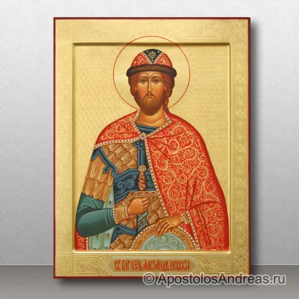 Икона Александра Невского с гравировкой фона, миниатюра № 5