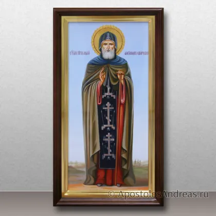 Икона Александр Свирский, академическое письмо (в киоте) — миниатюра № 10