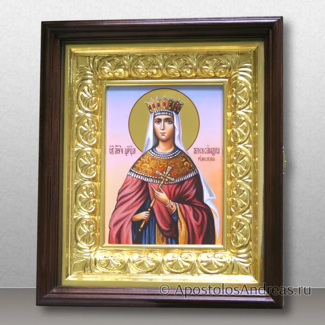 Икона Александра Римская царица (в киоте), 18х24, в киоте - 32х38, 2025 — образец № 6