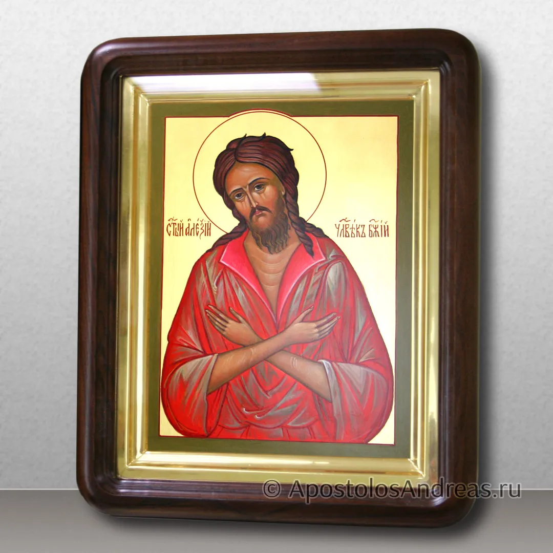 Именная икона Алексий человек Божий (в киоте), в киоте - 25х31, 2025 — образец № 16