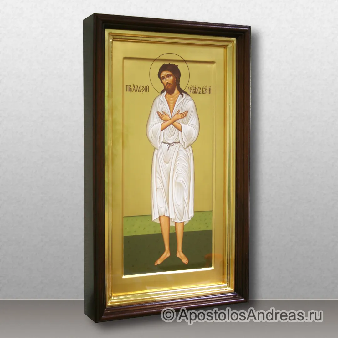 Мерная икона в киоте Алексий человек Божий, в киоте - 32х57, 2018 — образец № 2