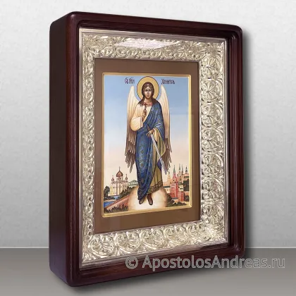 Икона Ангел Хранитель в резном киоте с белым золотом, миниатюра № 27