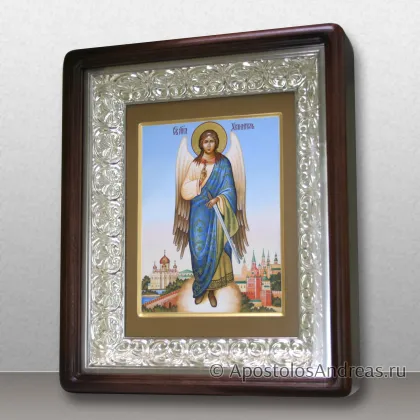 Икона Ангел Хранитель в резном киоте с белым золотом, миниатюра № 31