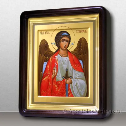 Икона Ангела Хранителя на золоченом фоне, в киоте с золочением рамы, миниатюра № 33