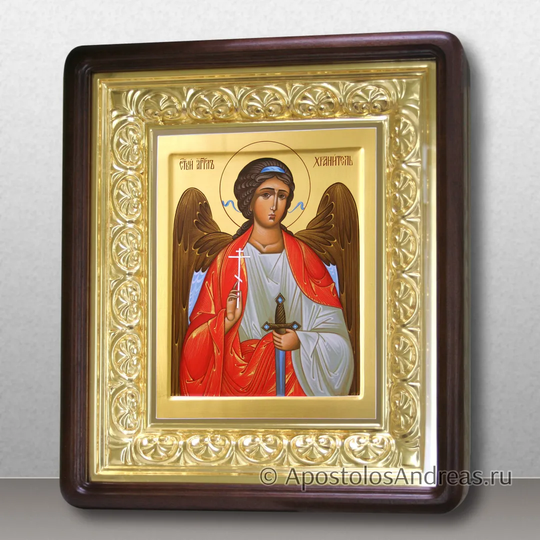 Икона Ангела Хранителя в киоте с резной рамой, образец № 36