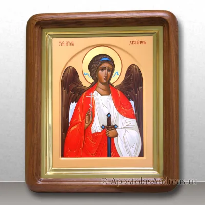 Икона в киоте Ангел Хранитель с золочением нимба — миниатюра № 44