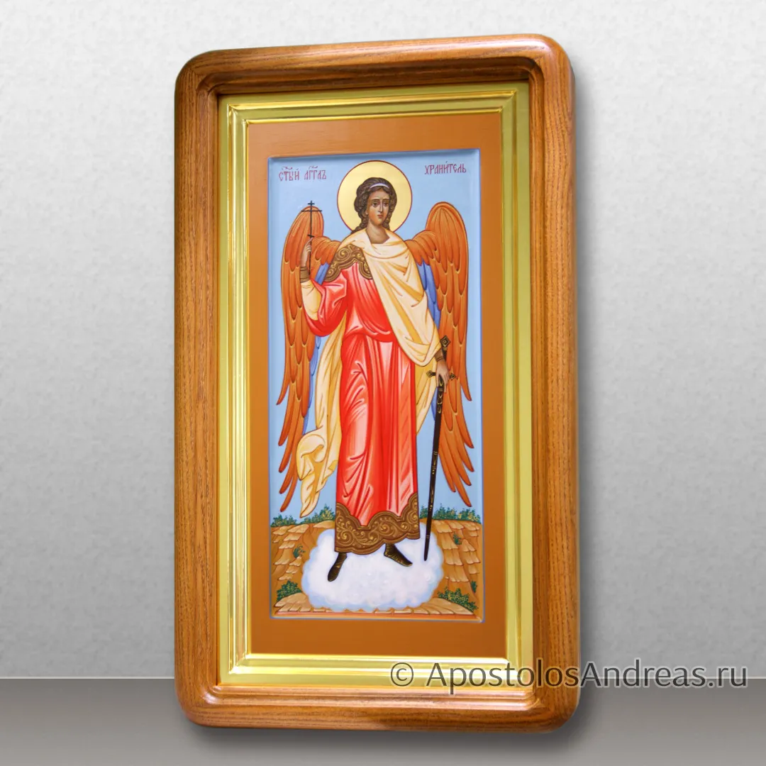 Икона в киоте Ангел Хранитель (ростовой), 18х36, в киоте: 25х43, 2025 — образец № 45
