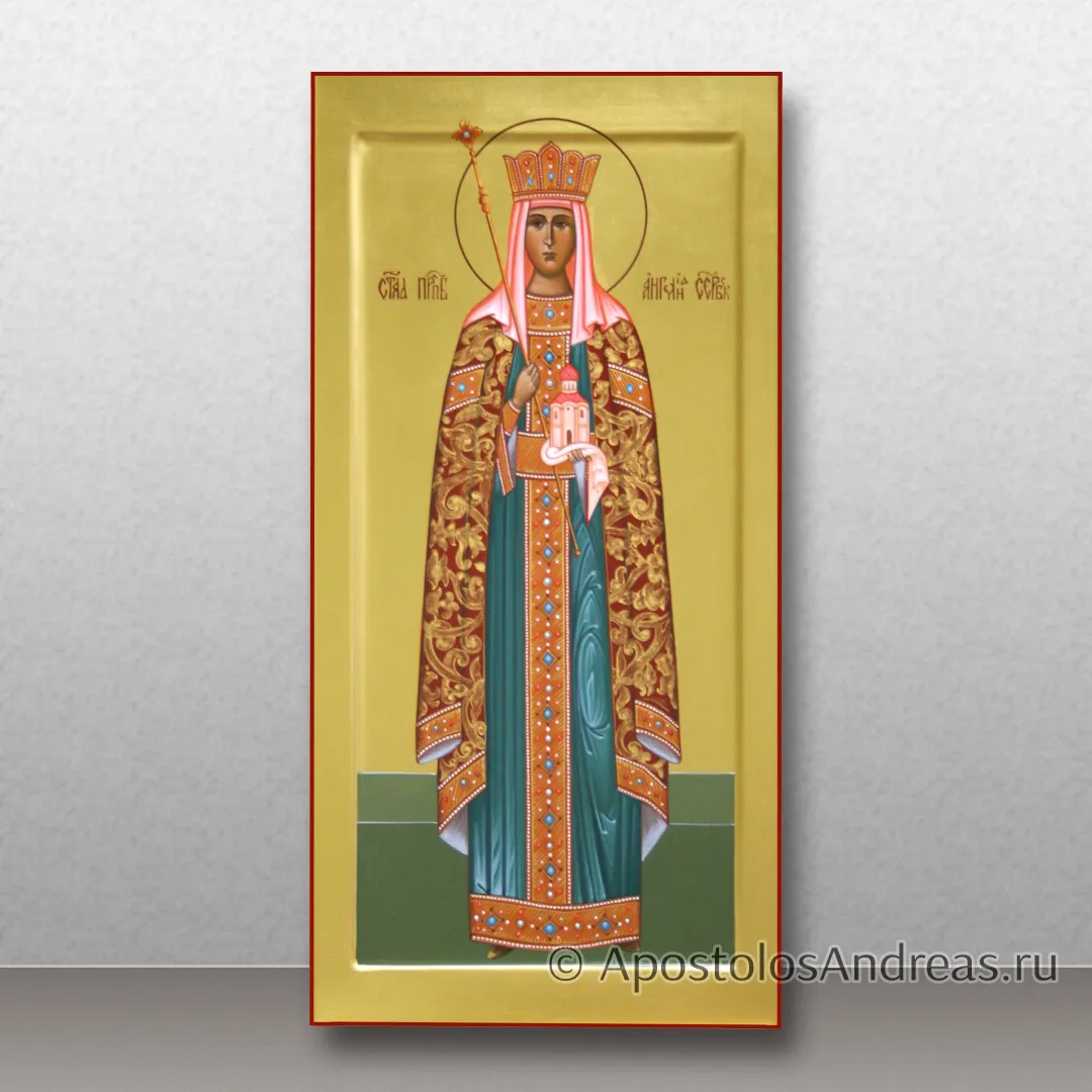 Икона Ангелина Сербская (с золочением фона), 18х36, 2025 — образец № 11