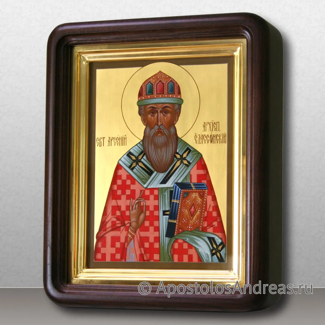 Икона Арсений Элассонский, Суздальский, святитель, 18х24 (габариты по киоту — 25х31), 2023 — образец № 1