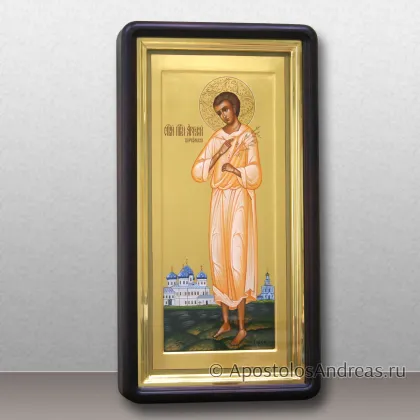 Мерная икона в киоте Артемия Веркольского (с орнаментальным нимбом и пейзажем), миниатюра № 3