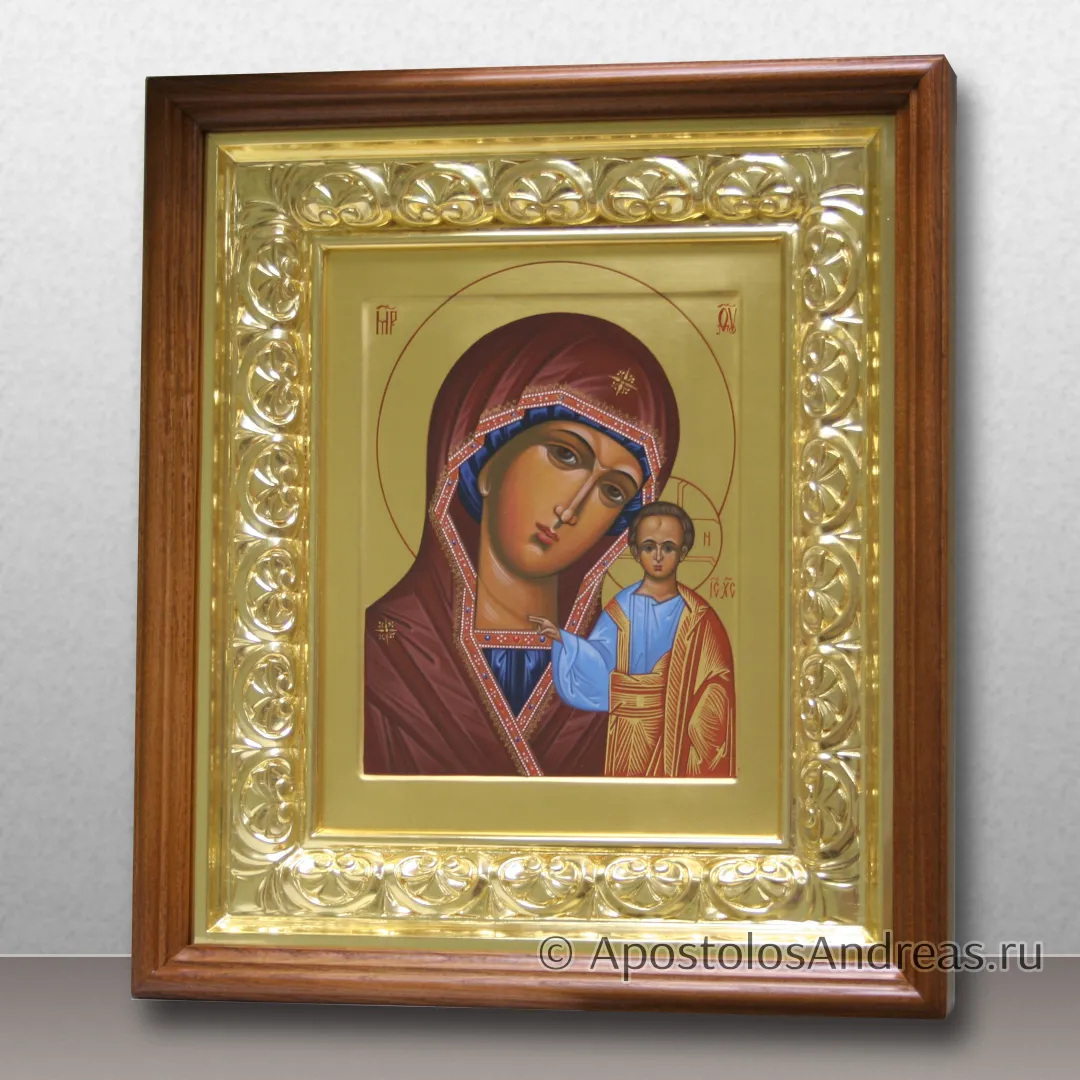 Икона в киоте Казанская Богородица, 18х24 (в киоте - 34х40), 2025 — образец № 57