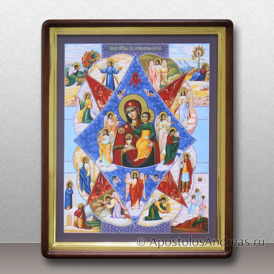 Икона в киоте Неопалимая купина (с золочением нимбов), в киоте - 57х77, 2024 — образец № 10