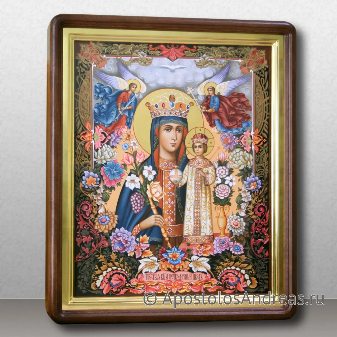 Икона Богородица Неувядаемый цвет в киоте, в киоте - 47х57, 2024 — образец № 14