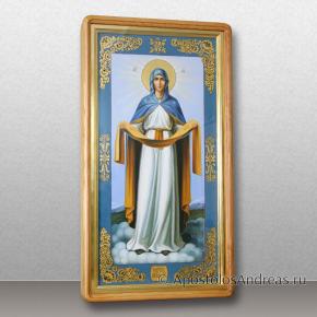 Икона Покров Пресвятой Богородицы в светлом киоте, с орнаментом, миниатюра № 19